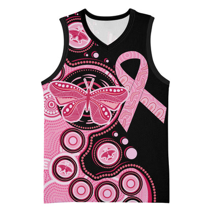 Australia Indigenous Basketball Jersey Breast Cancer Ribbon Butterfly Aboriginal Arts