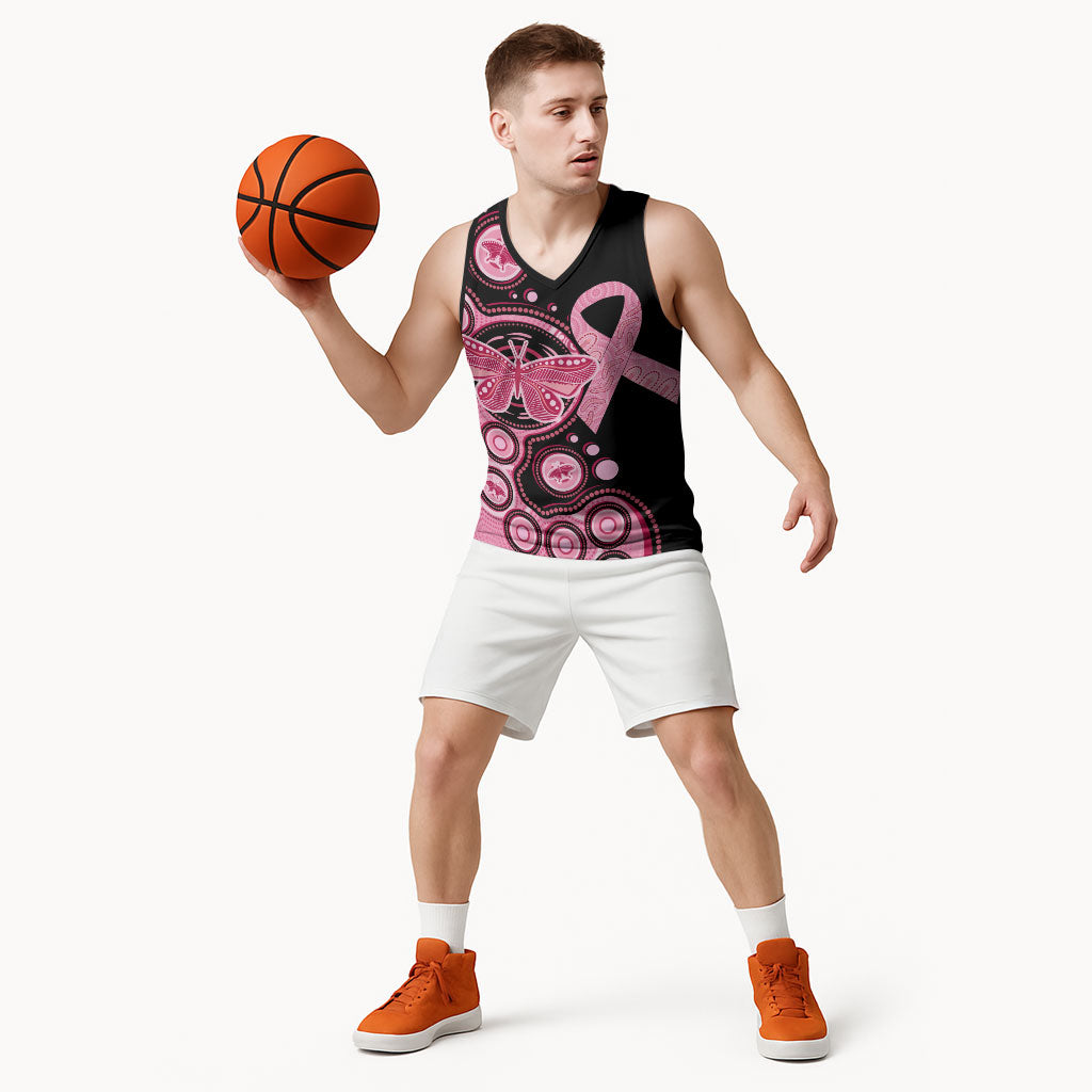 Australia Indigenous Basketball Jersey Breast Cancer Ribbon Butterfly Aboriginal Arts