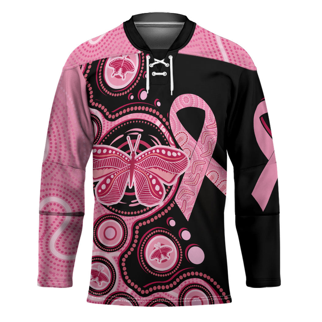 Australia Indigenous Hockey Jersey Breast Cancer Ribbon Butterfly Aboriginal Arts