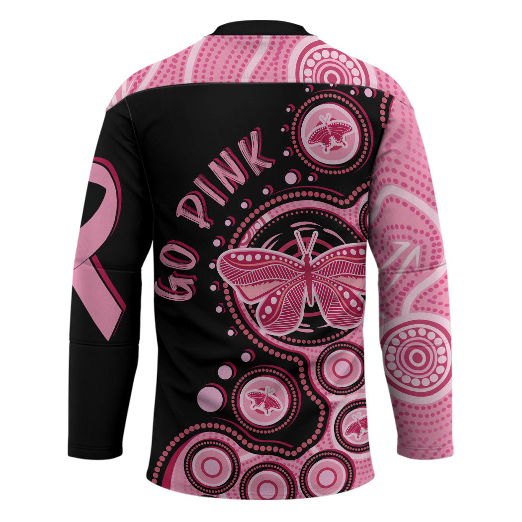 Australia Indigenous Hockey Jersey Breast Cancer Ribbon Butterfly Aboriginal Arts