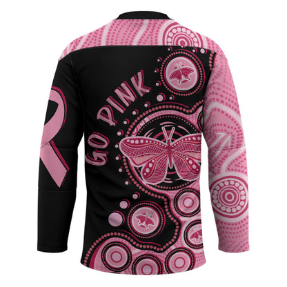 Australia Indigenous Hockey Jersey Breast Cancer Ribbon Butterfly Aboriginal Arts