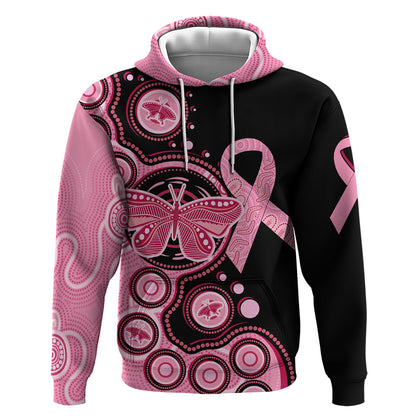 Australia Indigenous Hoodie Breast Cancer Ribbon Butterfly Aboriginal Arts