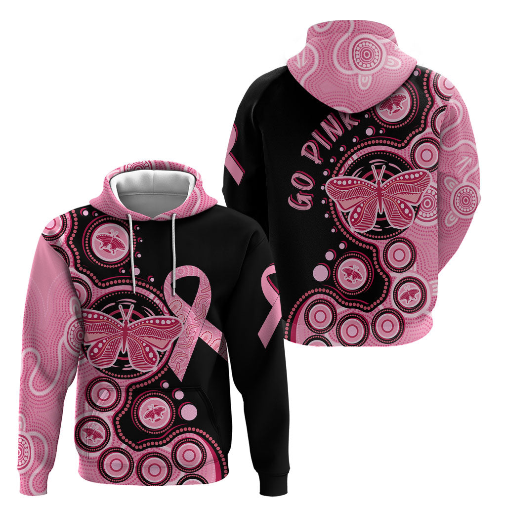 Australia Indigenous Hoodie Breast Cancer Ribbon Butterfly Aboriginal Arts