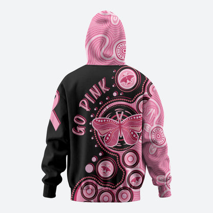 Australia Indigenous Hoodie Breast Cancer Ribbon Butterfly Aboriginal Arts