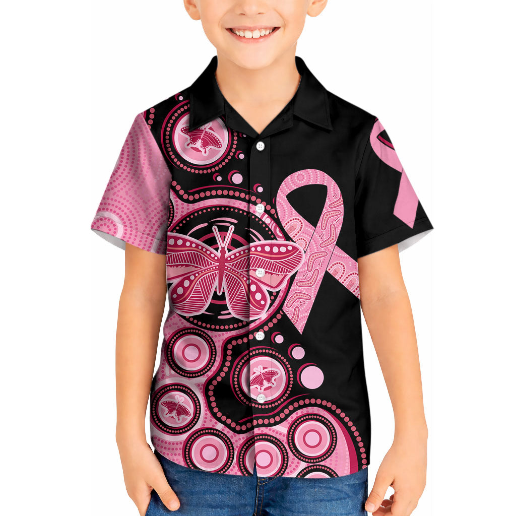 Australia Indigenous Kid Hawaiian Shirt Breast Cancer Ribbon Butterfly Aboriginal Arts