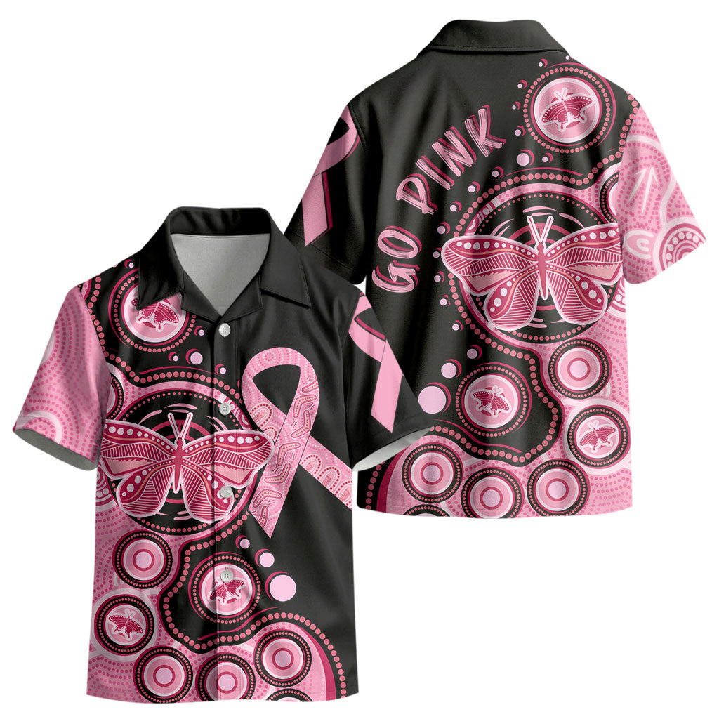 Australia Indigenous Kid Hawaiian Shirt Breast Cancer Ribbon Butterfly Aboriginal Arts