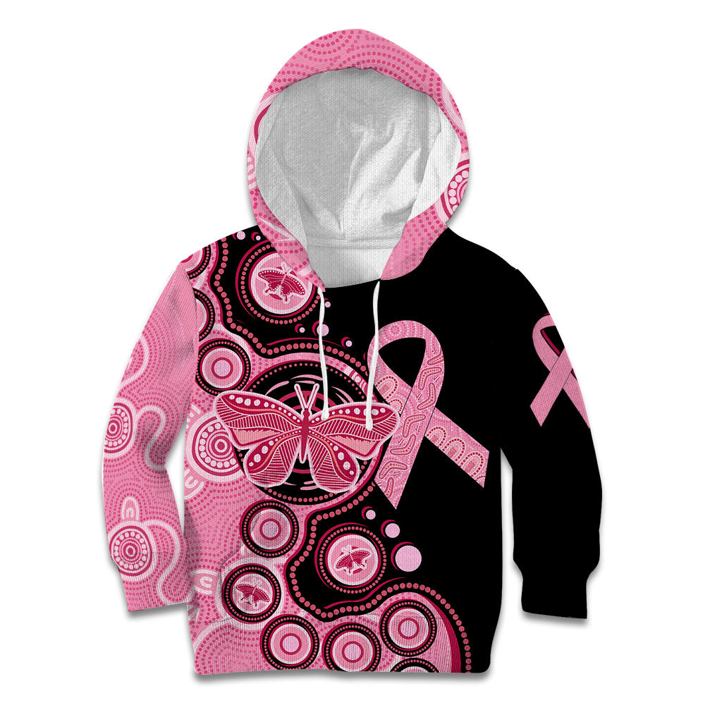 Australia Indigenous Kid Hoodie Breast Cancer Ribbon Butterfly Aboriginal Arts