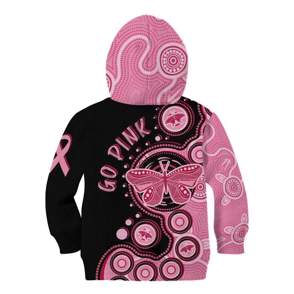 Australia Indigenous Kid Hoodie Breast Cancer Ribbon Butterfly Aboriginal Arts