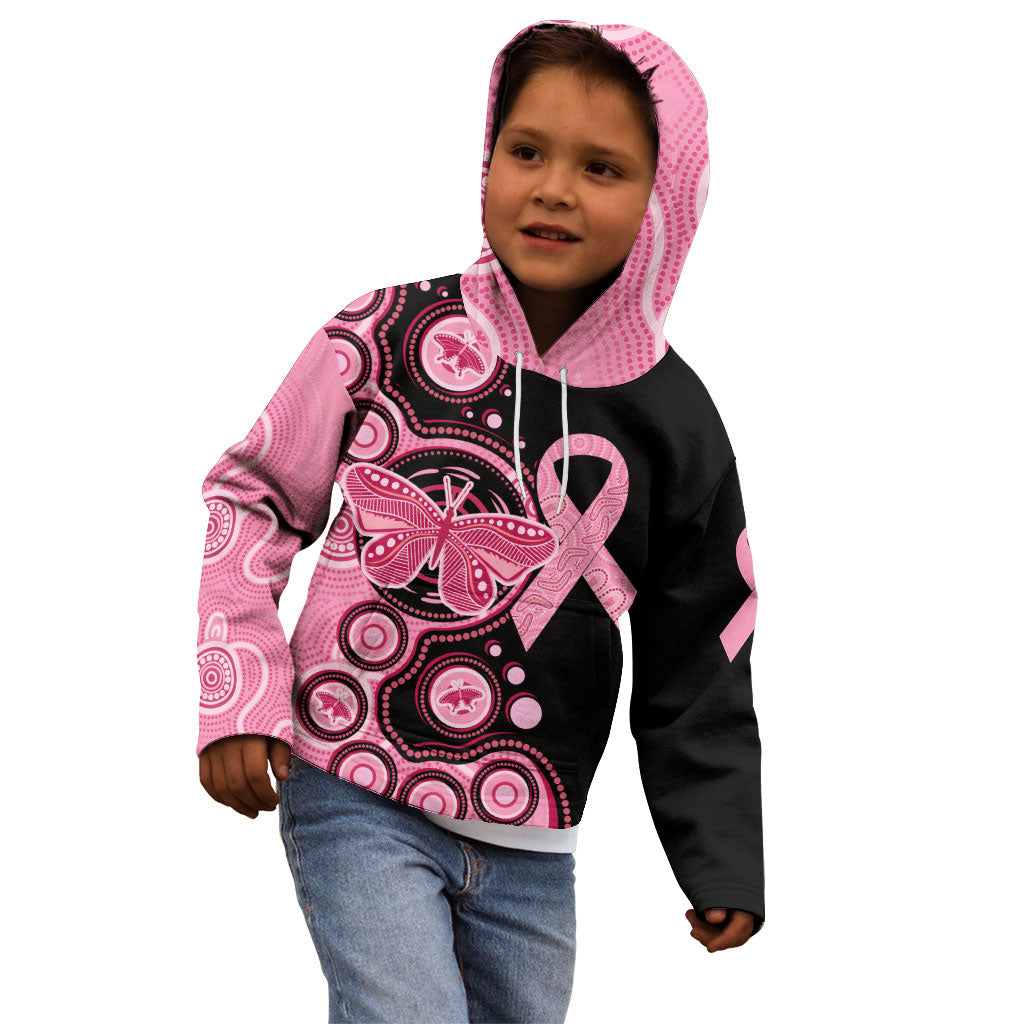 Australia Indigenous Kid Hoodie Breast Cancer Ribbon Butterfly Aboriginal Arts