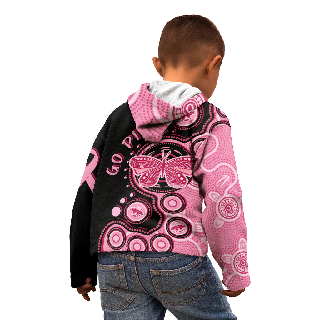 Australia Indigenous Kid Hoodie Breast Cancer Ribbon Butterfly Aboriginal Arts