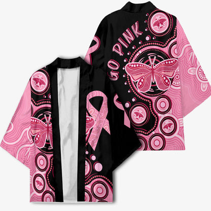 Australia Indigenous Kimono Breast Cancer Ribbon Butterfly Aboriginal Arts