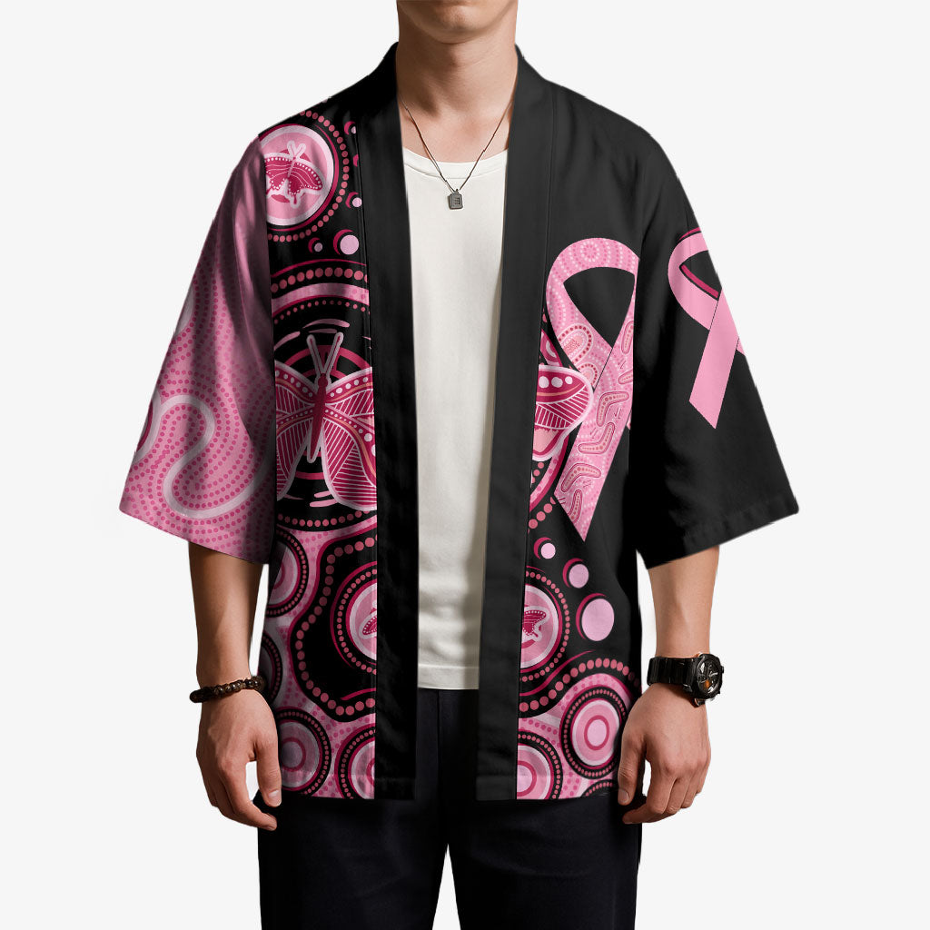 Australia Indigenous Kimono Breast Cancer Ribbon Butterfly Aboriginal Arts