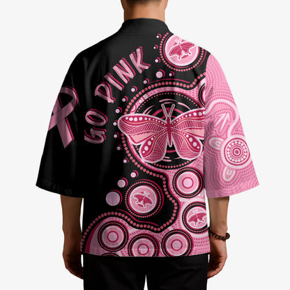Australia Indigenous Kimono Breast Cancer Ribbon Butterfly Aboriginal Arts