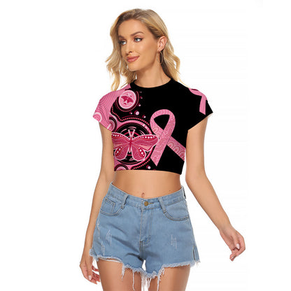 Australia Indigenous Raglan Cropped T Shirt Breast Cancer Ribbon Butterfly Aboriginal Arts