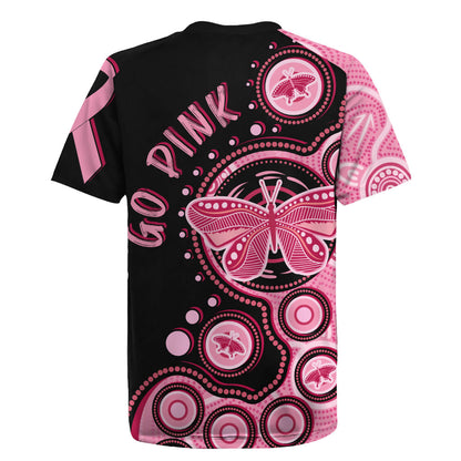 Australia Indigenous Rugby Jersey Breast Cancer Ribbon Butterfly Aboriginal Arts