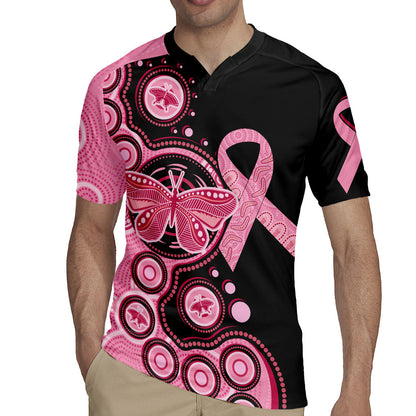Australia Indigenous Rugby Jersey Breast Cancer Ribbon Butterfly Aboriginal Arts