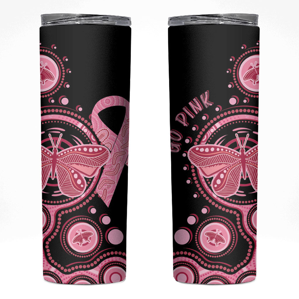 Australia Indigenous Skinny Tumbler Breast Cancer Ribbon Butterfly Aboriginal Arts