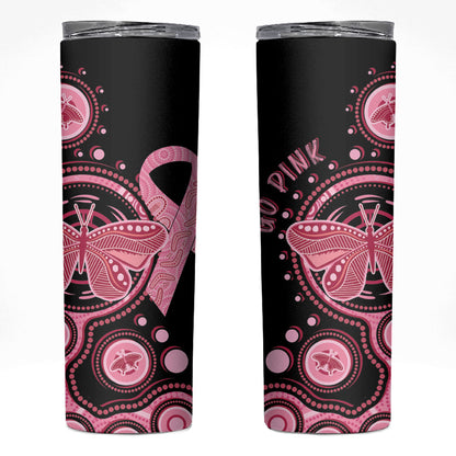 Australia Indigenous Skinny Tumbler Breast Cancer Ribbon Butterfly Aboriginal Arts