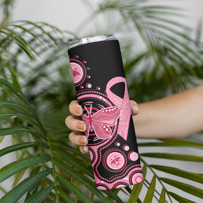 Australia Indigenous Skinny Tumbler Breast Cancer Ribbon Butterfly Aboriginal Arts