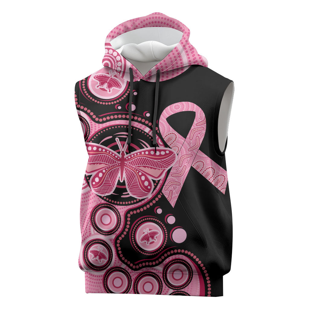 Australia Indigenous Sleeveless Hoodie Breast Cancer Ribbon Butterfly Aboriginal Arts