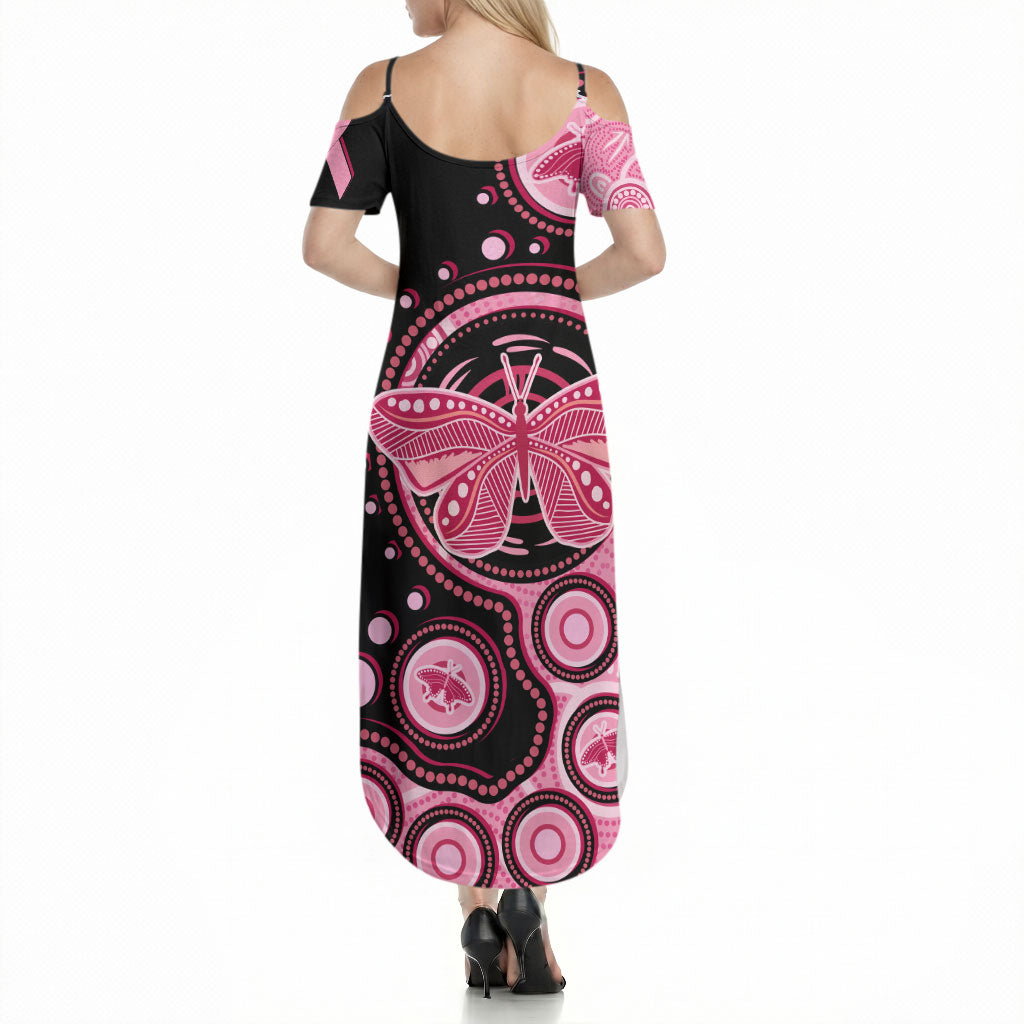 Australia Indigenous Summer Maxi Dress Breast Cancer Ribbon Butterfly Aboriginal Arts