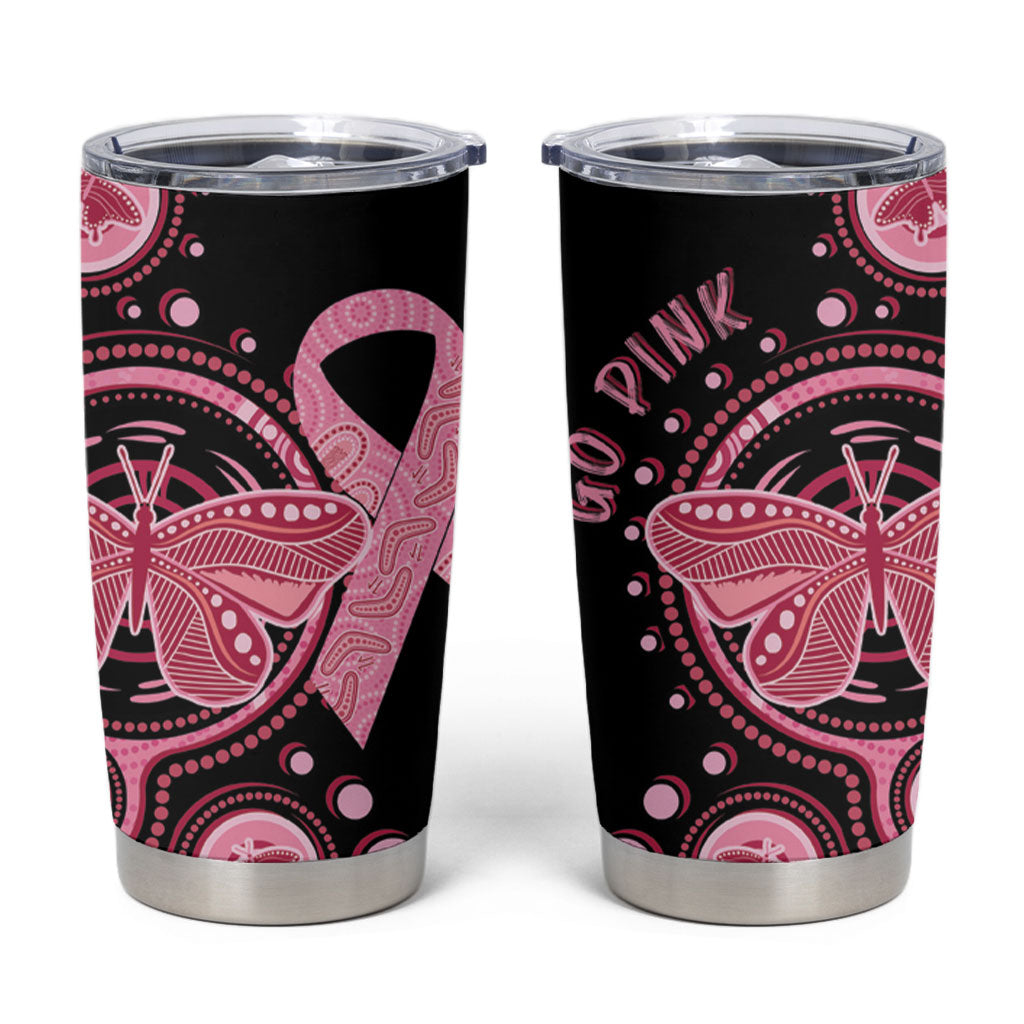 Australia Indigenous Tumbler Cup Breast Cancer Ribbon Butterfly Aboriginal Arts