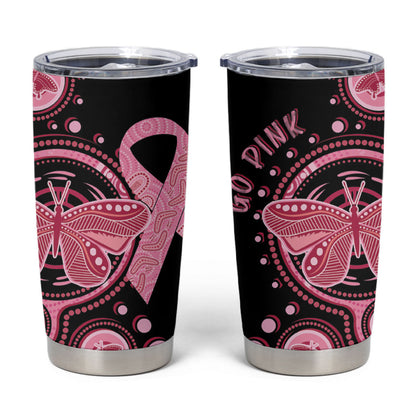 Australia Indigenous Tumbler Cup Breast Cancer Ribbon Butterfly Aboriginal Arts
