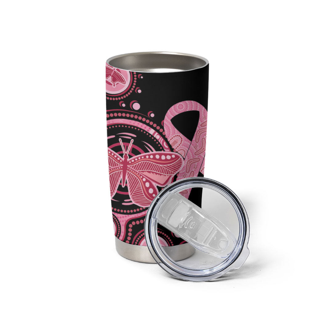 Australia Indigenous Tumbler Cup Breast Cancer Ribbon Butterfly Aboriginal Arts