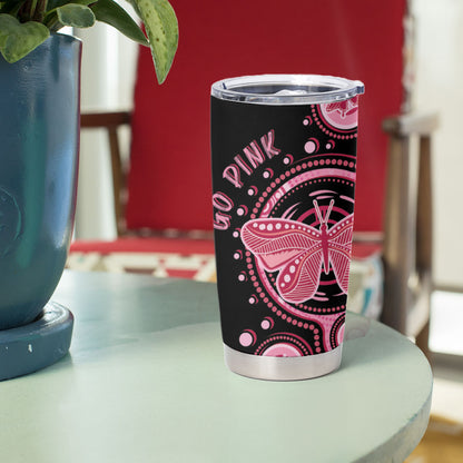 Australia Indigenous Tumbler Cup Breast Cancer Ribbon Butterfly Aboriginal Arts