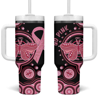 Australia Indigenous Tumbler With Handle Breast Cancer Ribbon Butterfly Aboriginal Arts