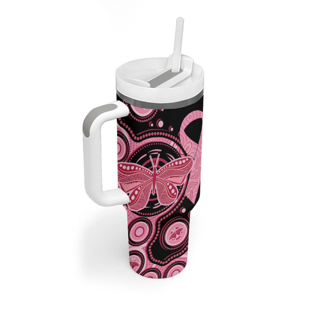 Australia Indigenous Tumbler With Handle Breast Cancer Ribbon Butterfly Aboriginal Arts