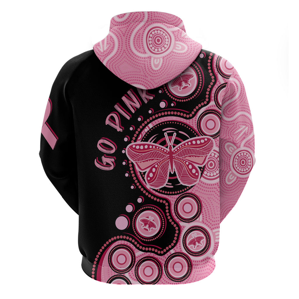 Australia Indigenous Zip Hoodie Breast Cancer Ribbon Butterfly Aboriginal Arts