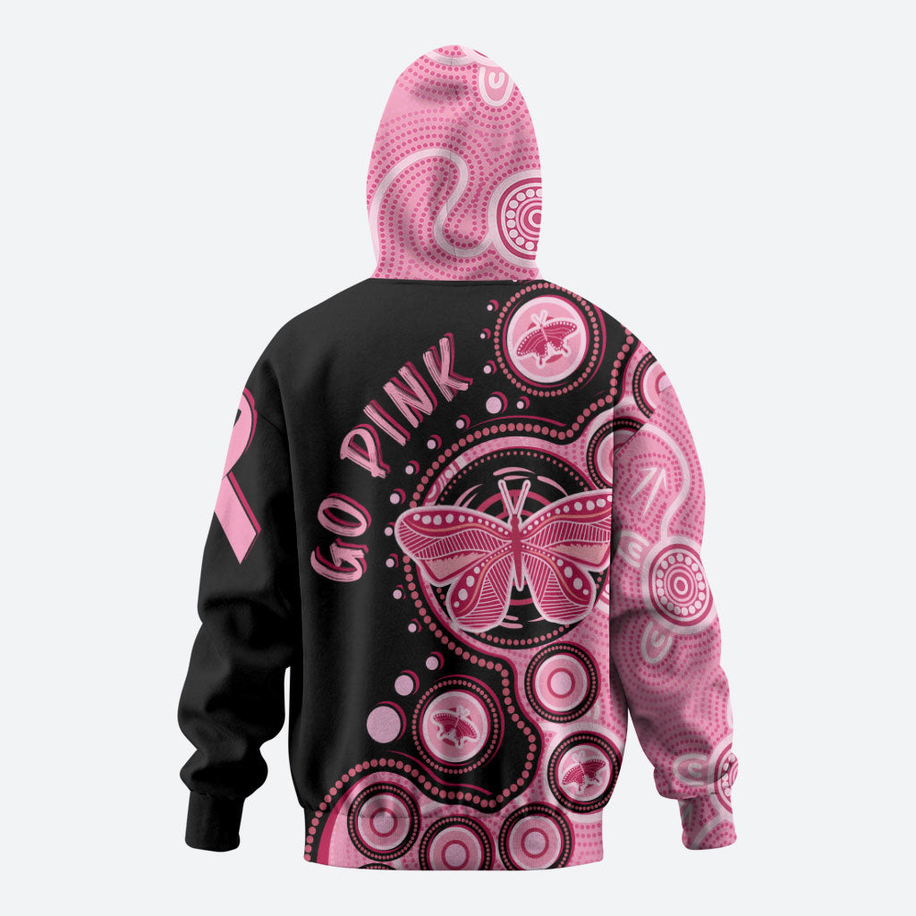 Australia Indigenous Zip Hoodie Breast Cancer Ribbon Butterfly Aboriginal Arts