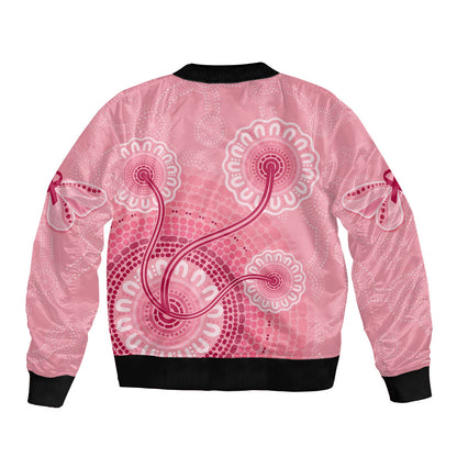 Australia Indigenous Bomber Jacket Breast Cancer Ribbon Aboriginal Art - Pink