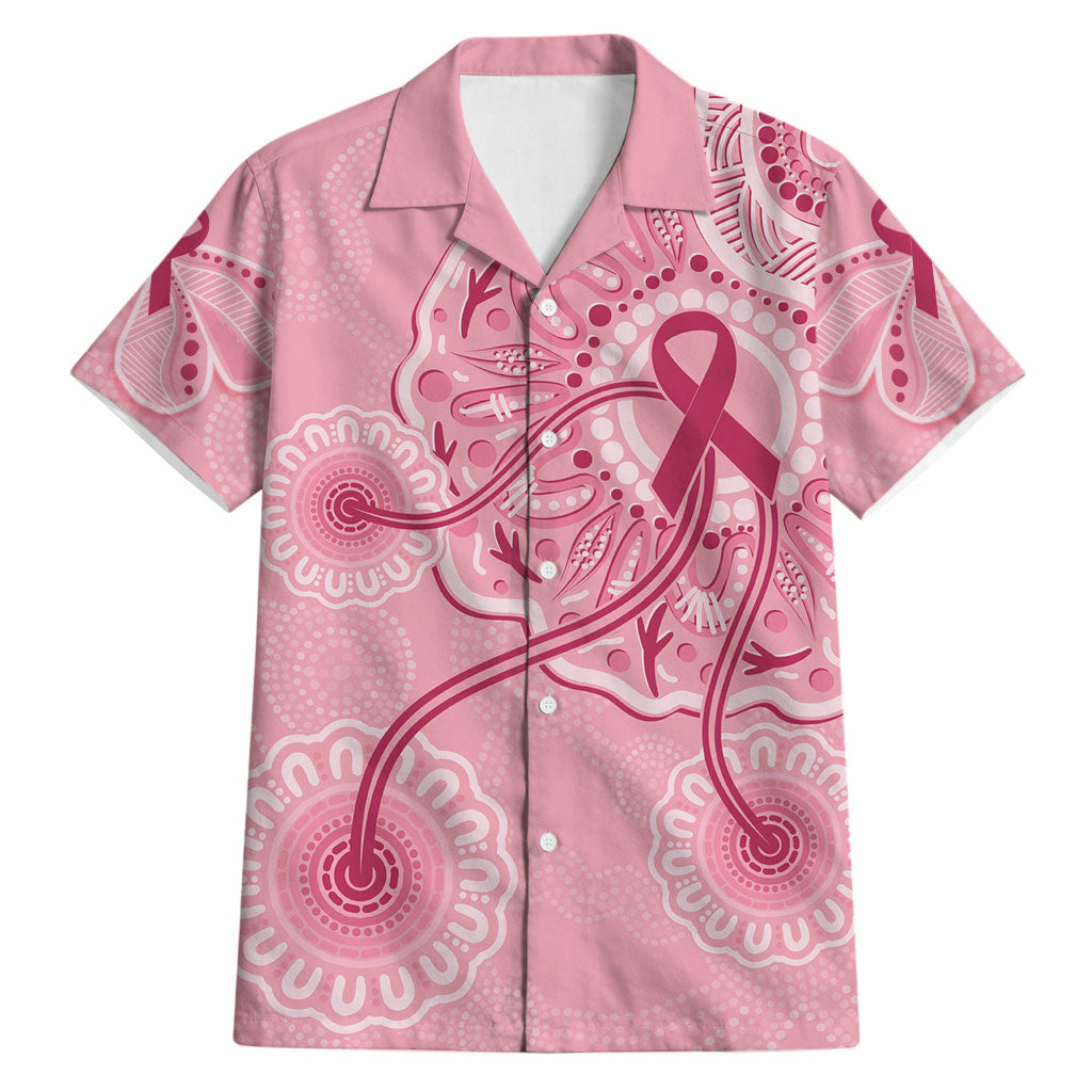 Australia Indigenous Hawaiian Shirt Breast Cancer Ribbon Aboriginal Art - Pink