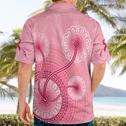 Australia Indigenous Hawaiian Shirt Breast Cancer Ribbon Aboriginal Art - Pink