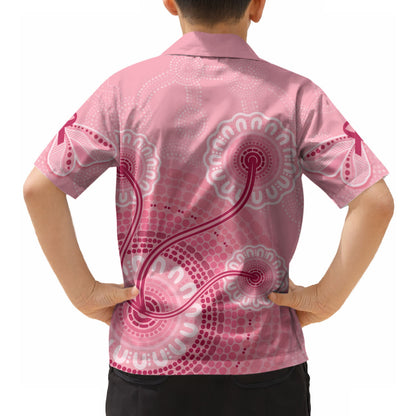 Australia Indigenous Hawaiian Shirt Breast Cancer Ribbon Aboriginal Art - Pink