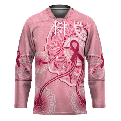 Australia Indigenous Hockey Jersey Breast Cancer Ribbon Aboriginal Art - Pink