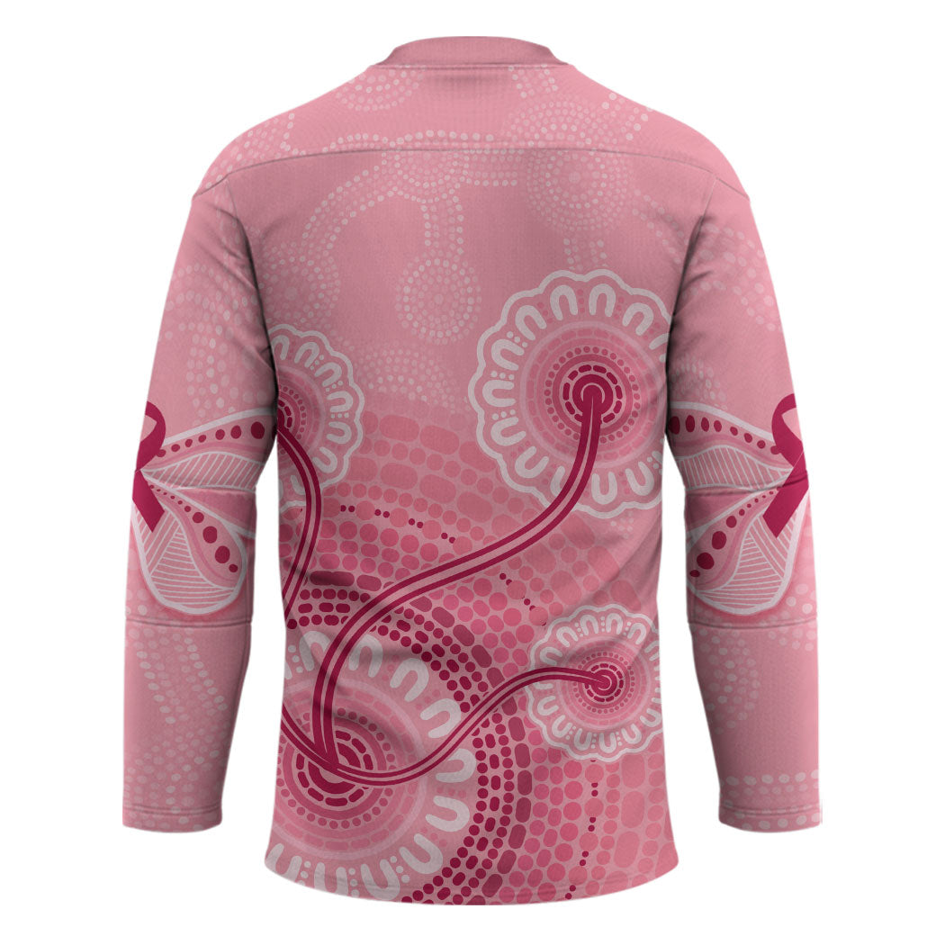Australia Indigenous Hockey Jersey Breast Cancer Ribbon Aboriginal Art - Pink