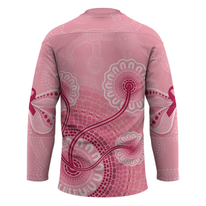 Australia Indigenous Hockey Jersey Breast Cancer Ribbon Aboriginal Art - Pink