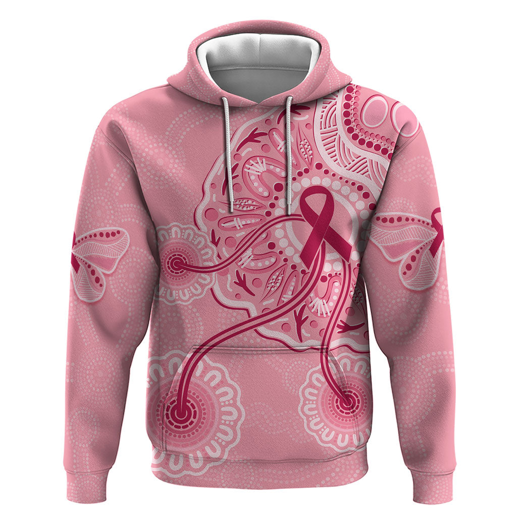 Australia Indigenous Hoodie Breast Cancer Ribbon Aboriginal Art - Pink