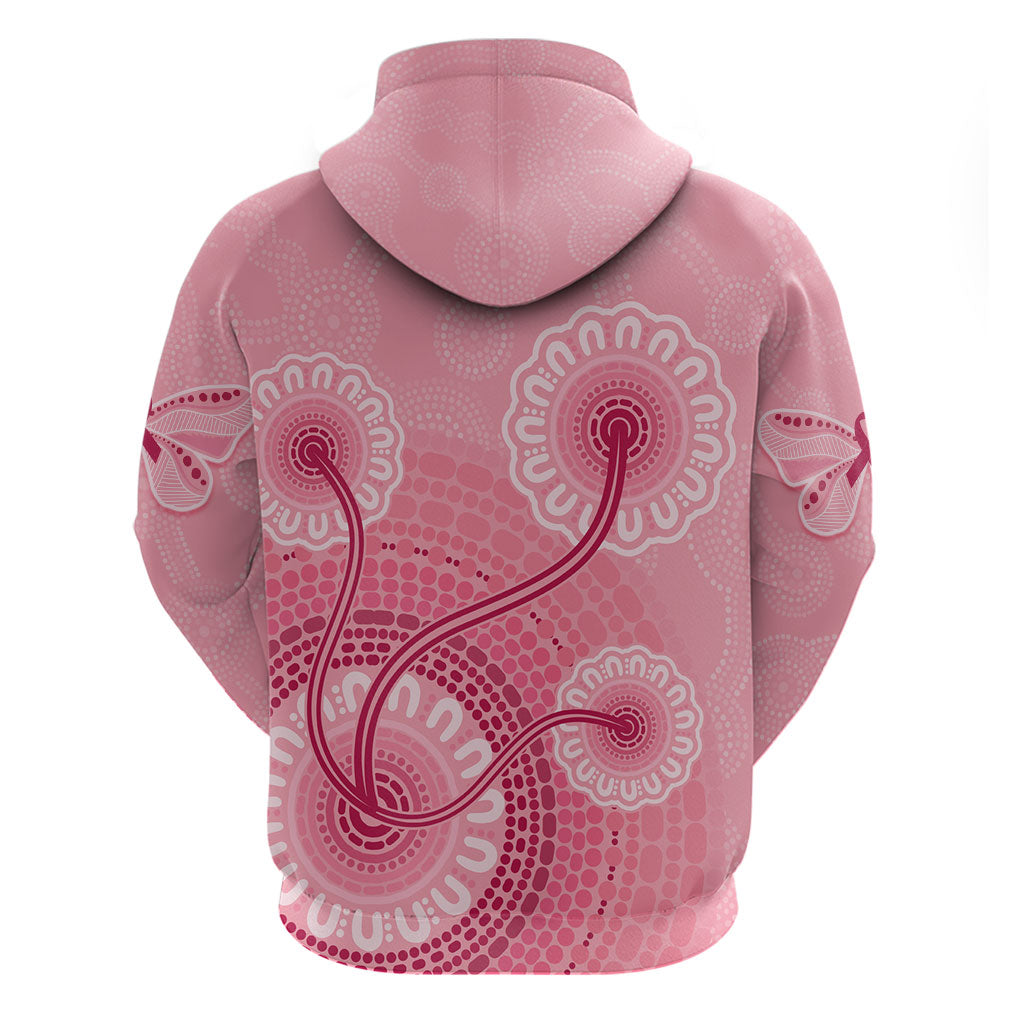 Australia Indigenous Hoodie Breast Cancer Ribbon Aboriginal Art - Pink