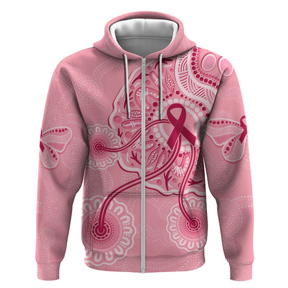 Australia Indigenous Hoodie Breast Cancer Ribbon Aboriginal Art - Pink