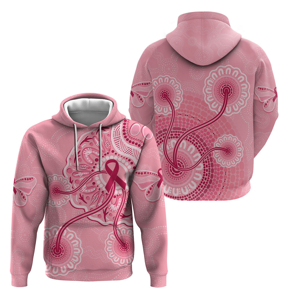 Australia Indigenous Hoodie Breast Cancer Ribbon Aboriginal Art - Pink
