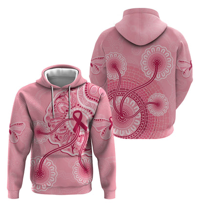 Australia Indigenous Hoodie Breast Cancer Ribbon Aboriginal Art - Pink