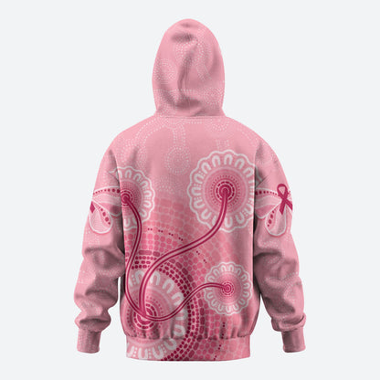 Australia Indigenous Hoodie Breast Cancer Ribbon Aboriginal Art - Pink