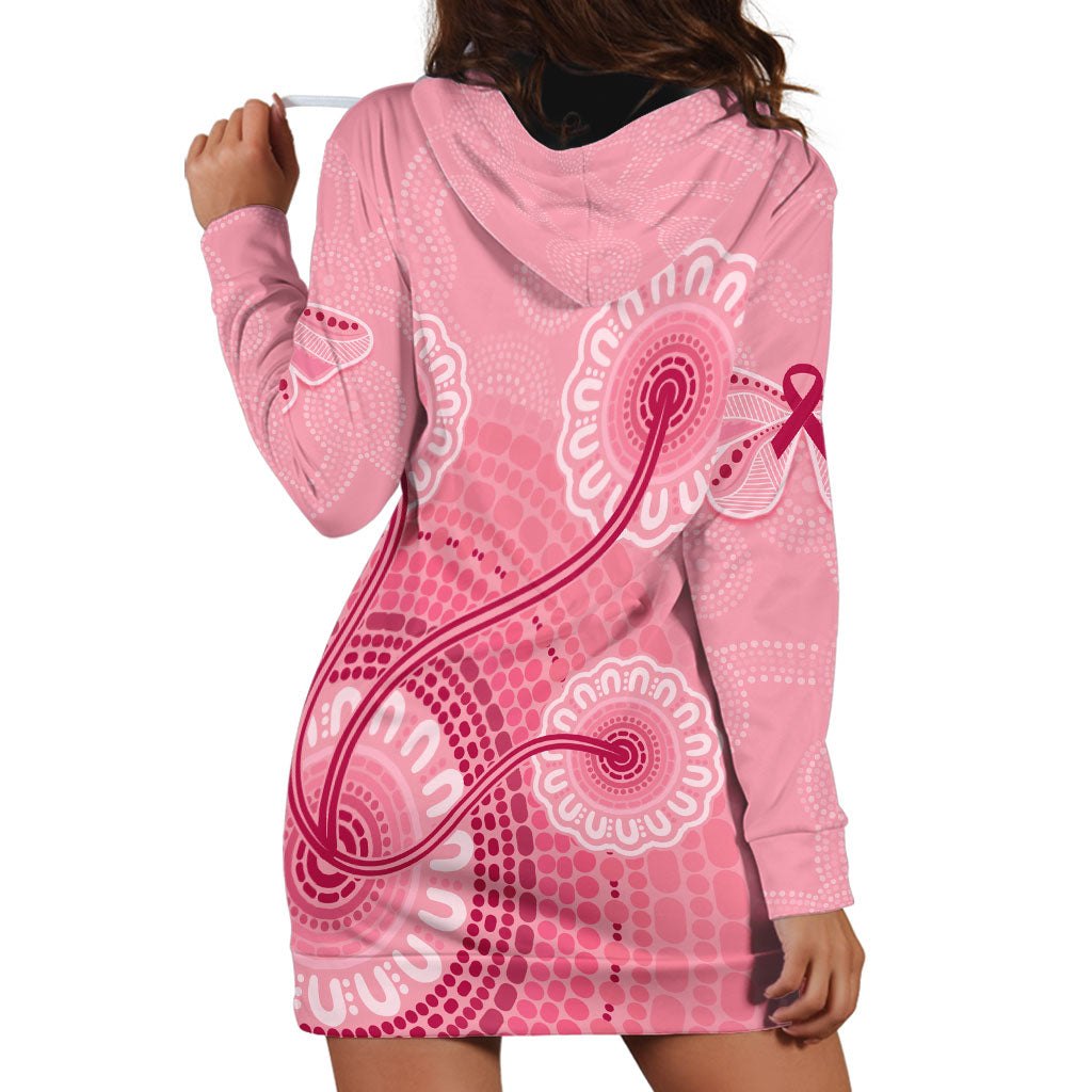 Australia Indigenous Hoodie Dress Breast Cancer Ribbon Aboriginal Art - Pink