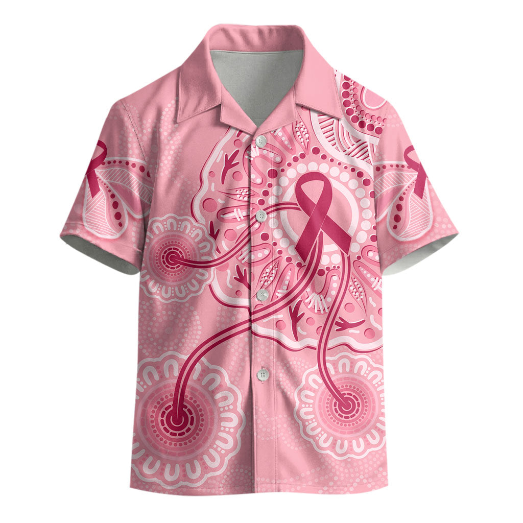Australia Indigenous Kid Hawaiian Shirt Breast Cancer Ribbon Aboriginal Art - Pink