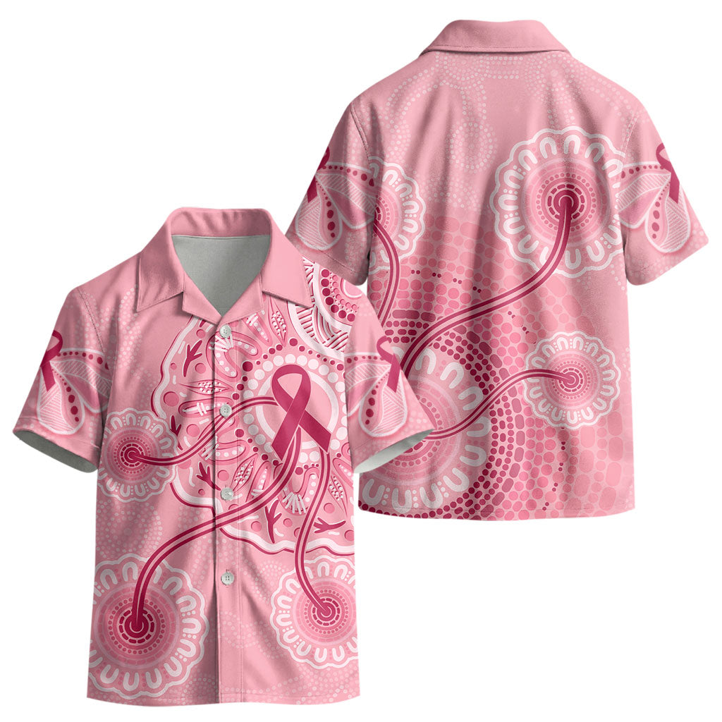 Australia Indigenous Kid Hawaiian Shirt Breast Cancer Ribbon Aboriginal Art - Pink