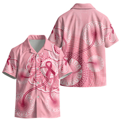 Australia Indigenous Kid Hawaiian Shirt Breast Cancer Ribbon Aboriginal Art - Pink